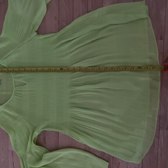 Smocked Lime Green Boho Blouse NWOT - Picture 13 of 14